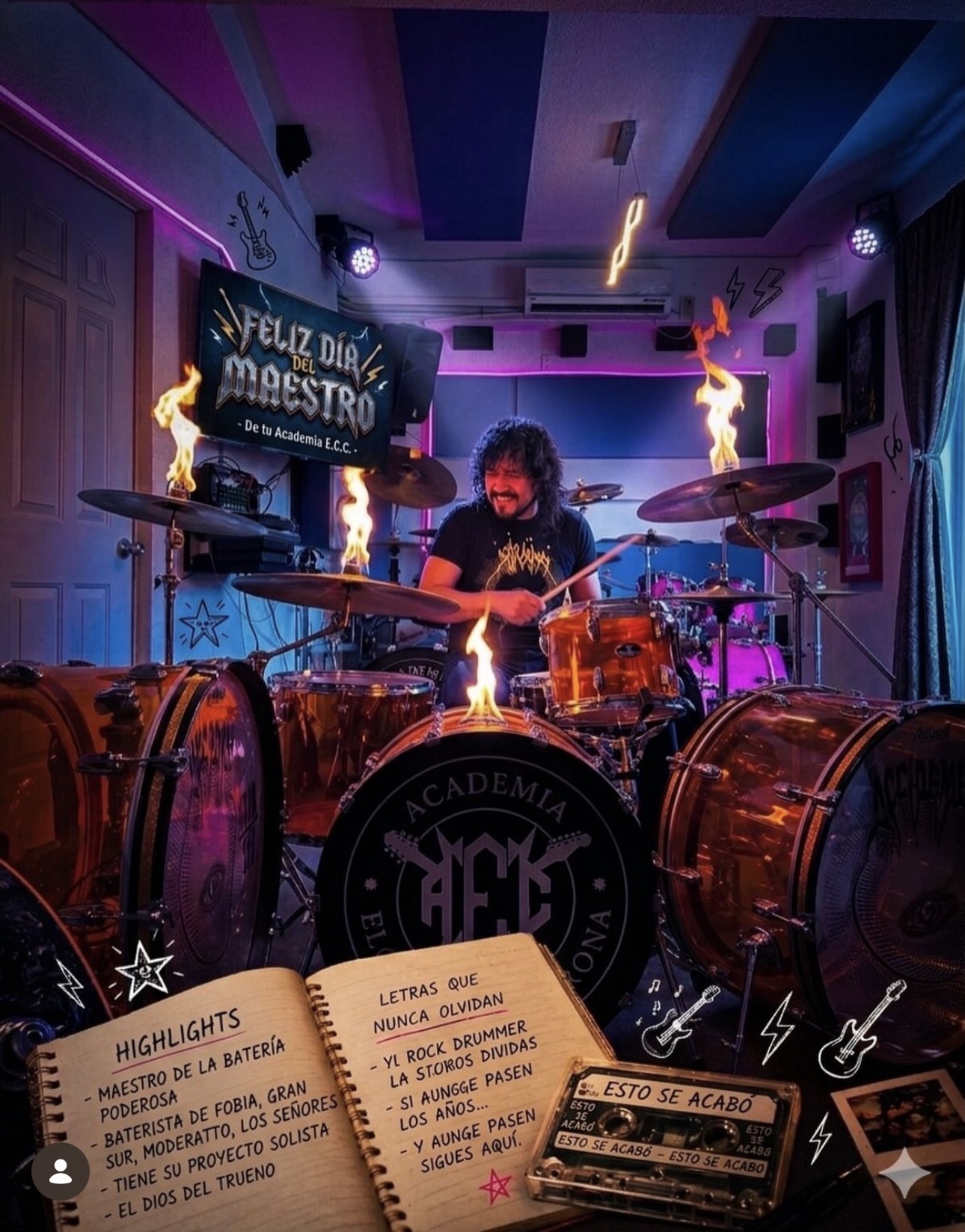 Escenario visto desde la batería durante un concierto